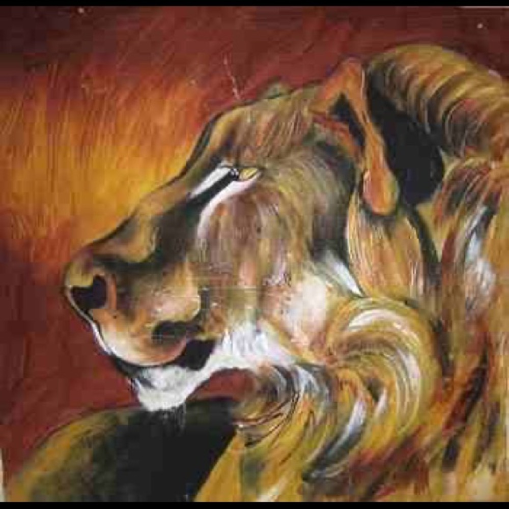 Lion fabric panel